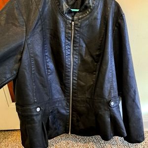 Black barley used leather Jacket
